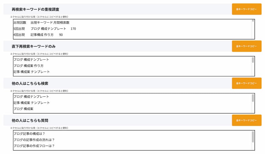 再検索キーワード調査ツール