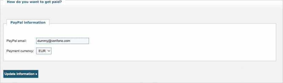 PayPal information